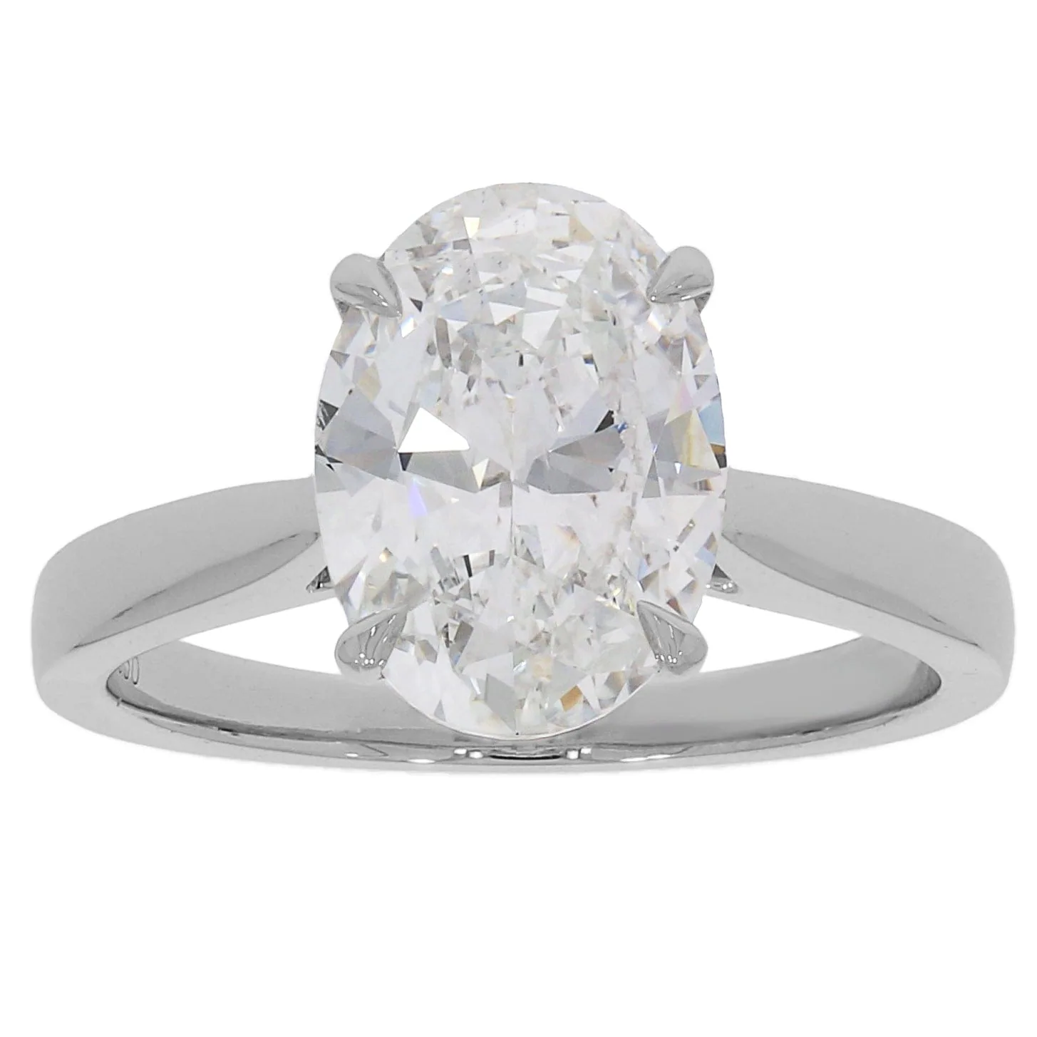 3.50ct Oval Cut Diamond Solitaire Ring in Platinum, front view