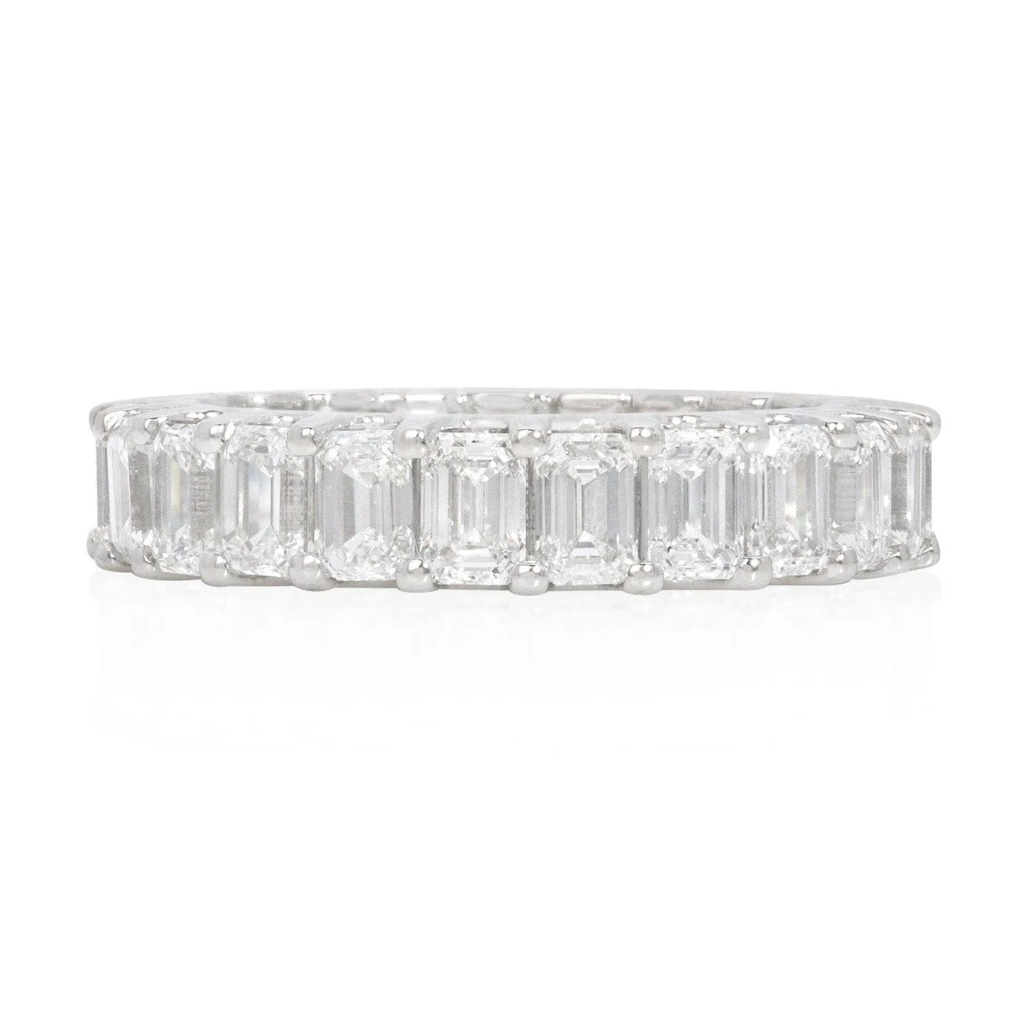 Emerald Cut Diamond Eternity Ring in Platinum, front view