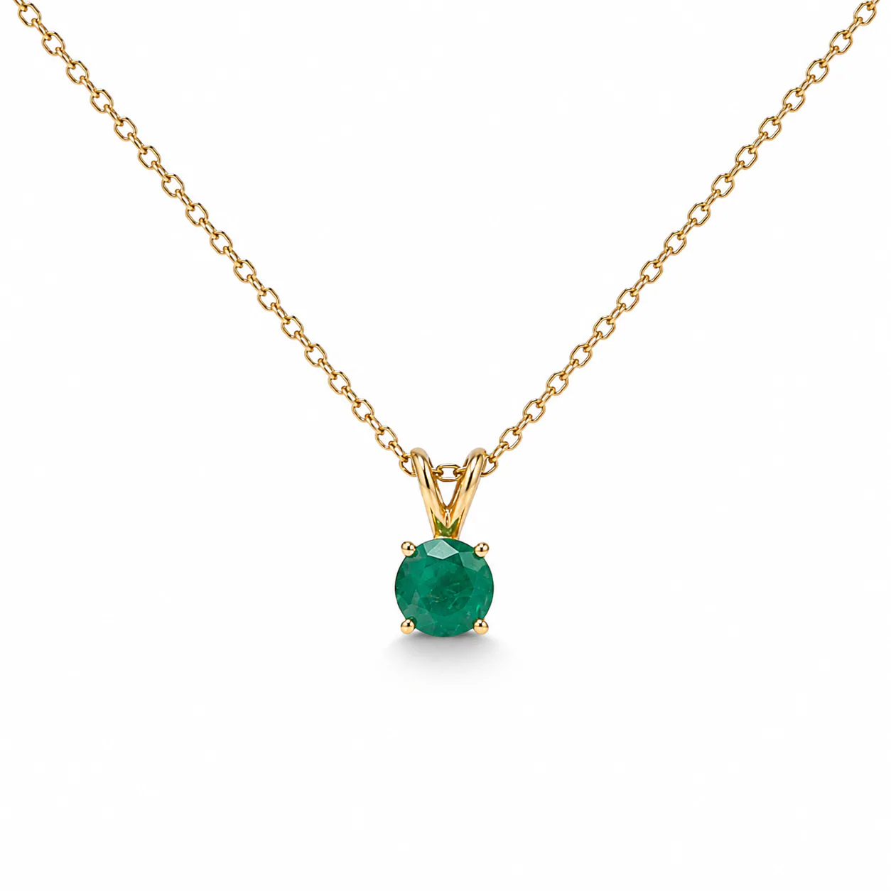 Natural Colombian Emerald Pendant Necklace, front view