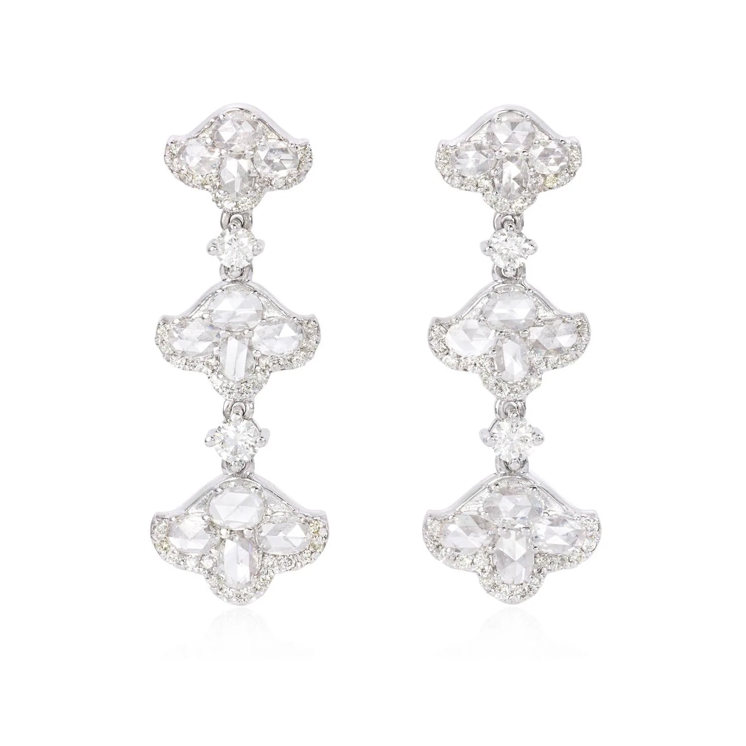 Aurelia Rose-Cut Diamond Drop Earrings, front view
