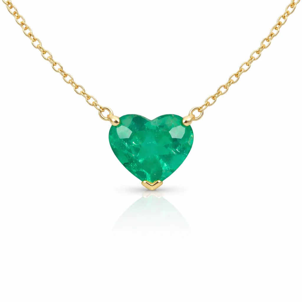 Origins Heart Shape Emerald Pendant Necklace, front view