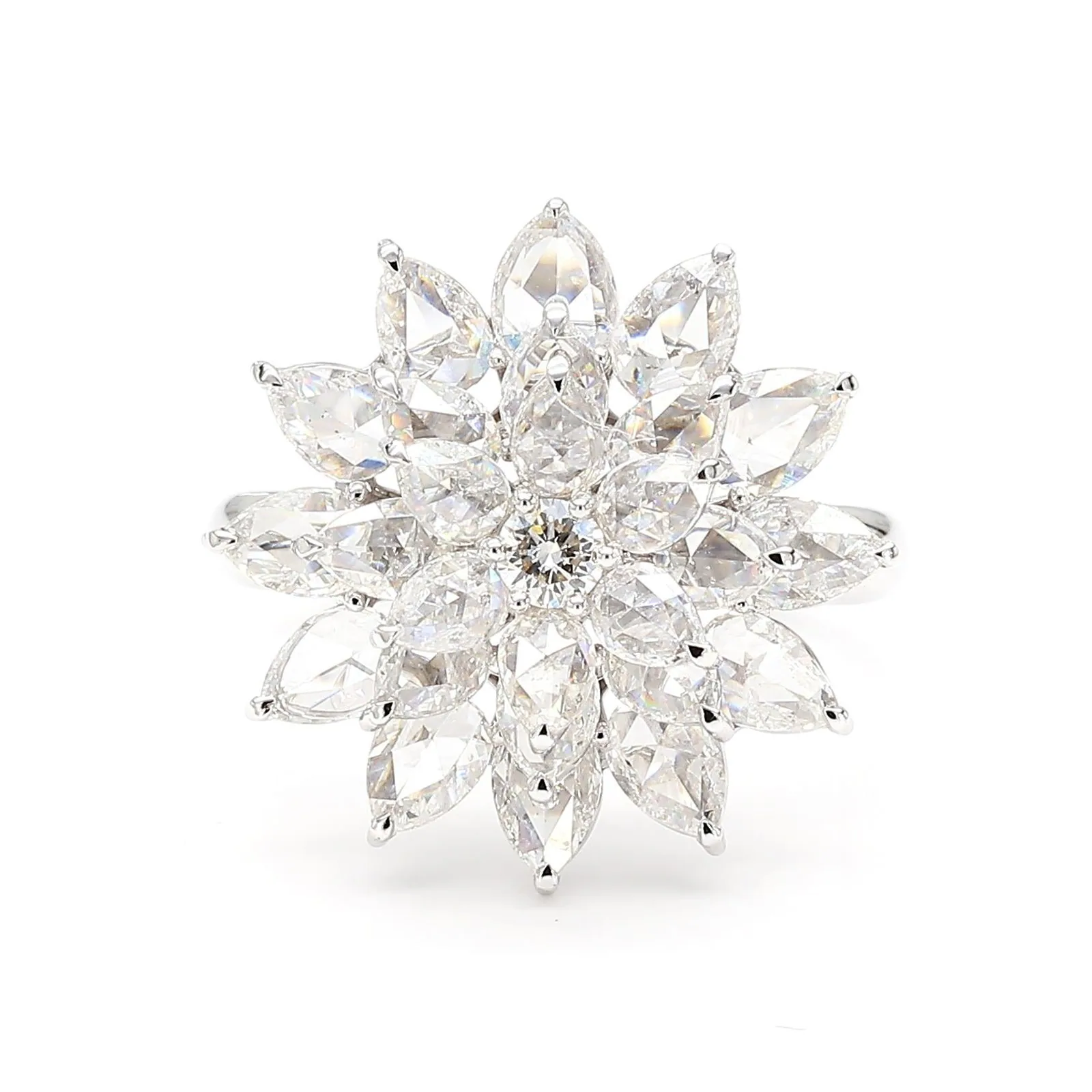Rose-Cut Diamond Floral Ring, front view