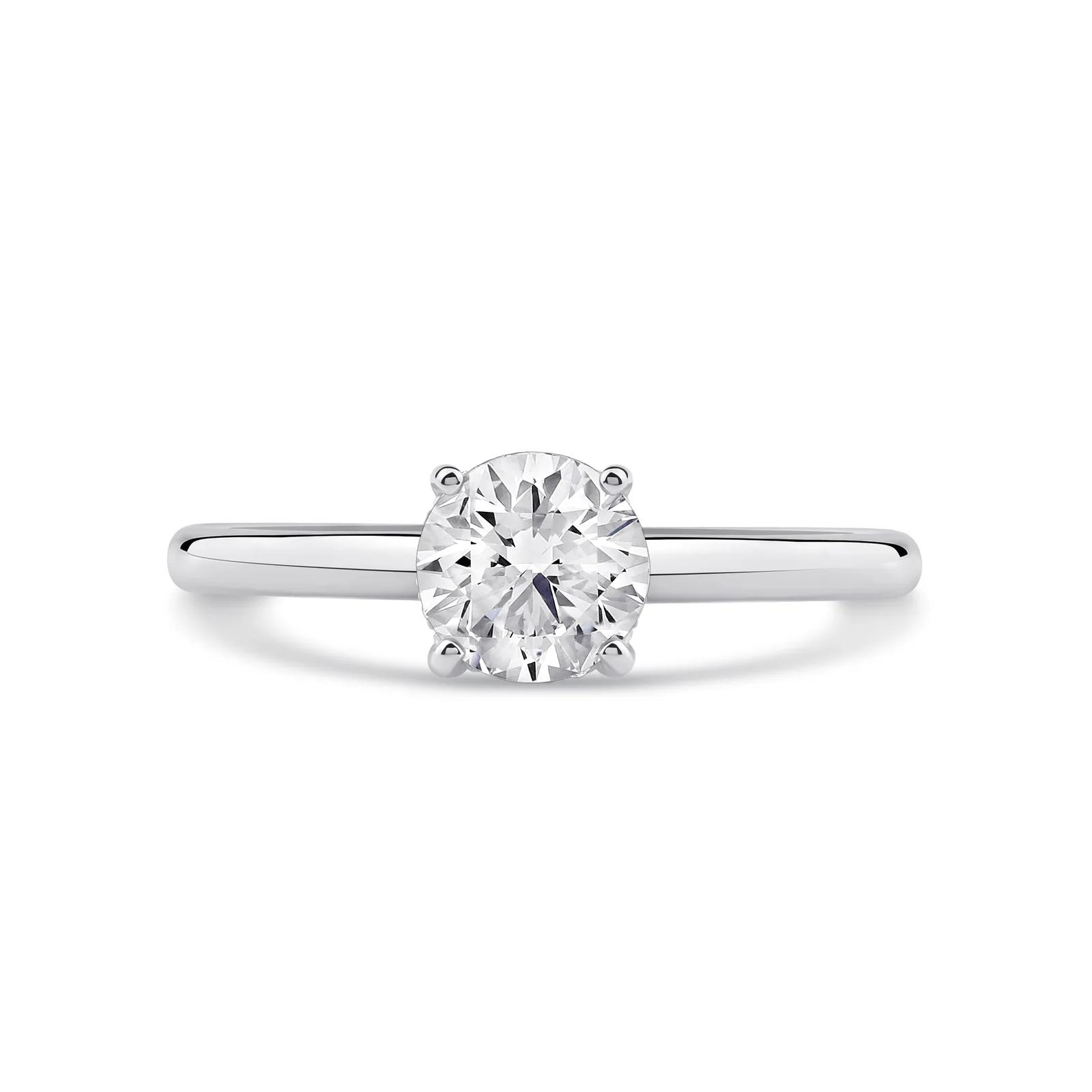 Round Diamond Solitaire Engagement Ring with Hidden Halo, front view