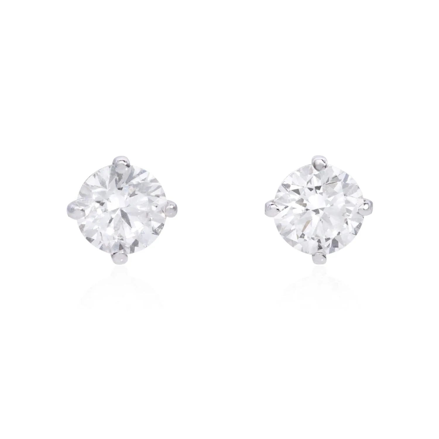 4-Prong Martini Diamond Stud Earrings in 14k White Gold, front view