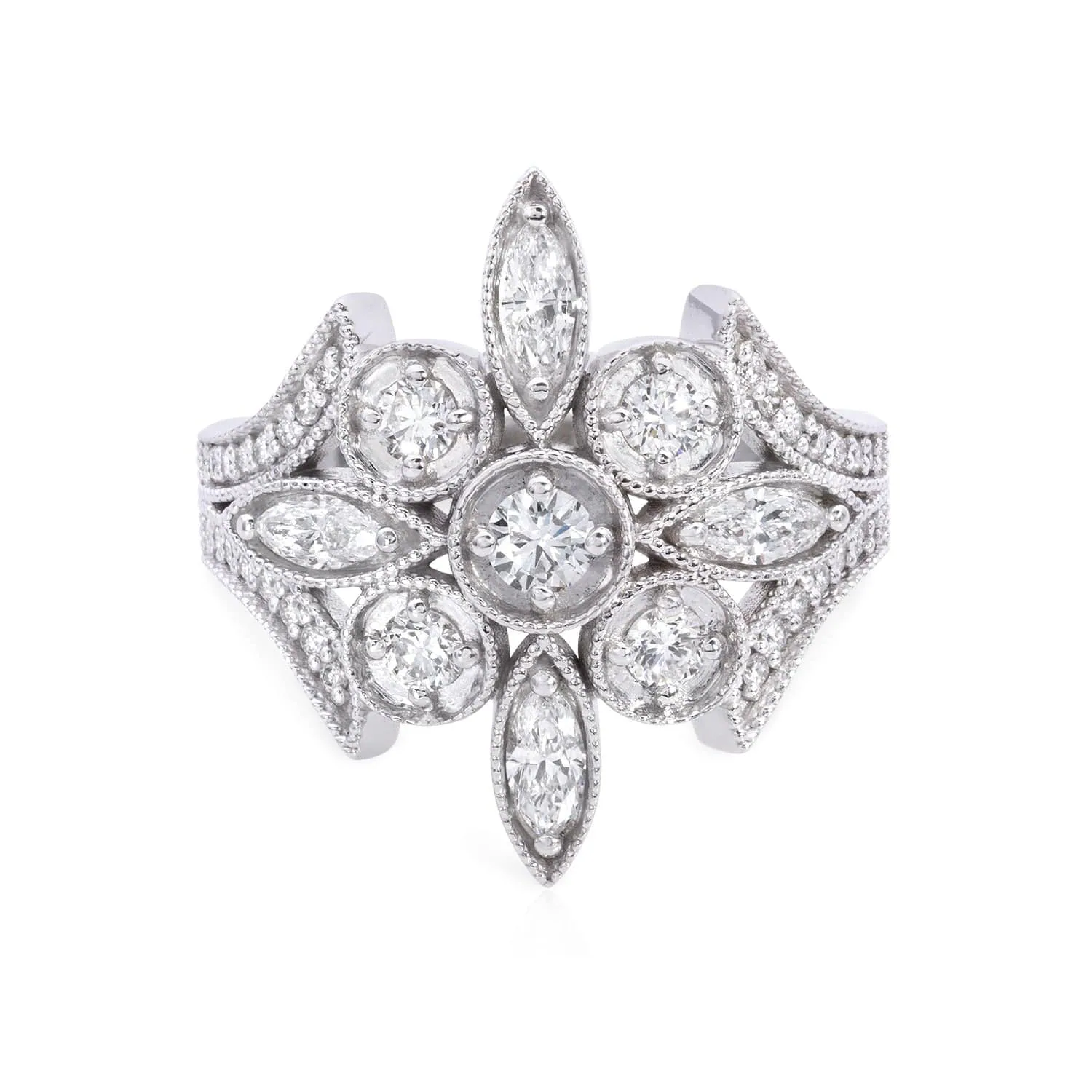 Vela Diamond Ring in 14k White Gold, front view