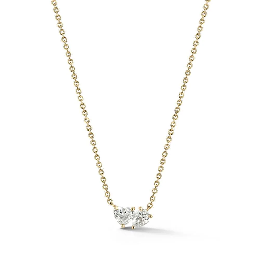 Laurenti Two Stone Diamond Necklace, front view