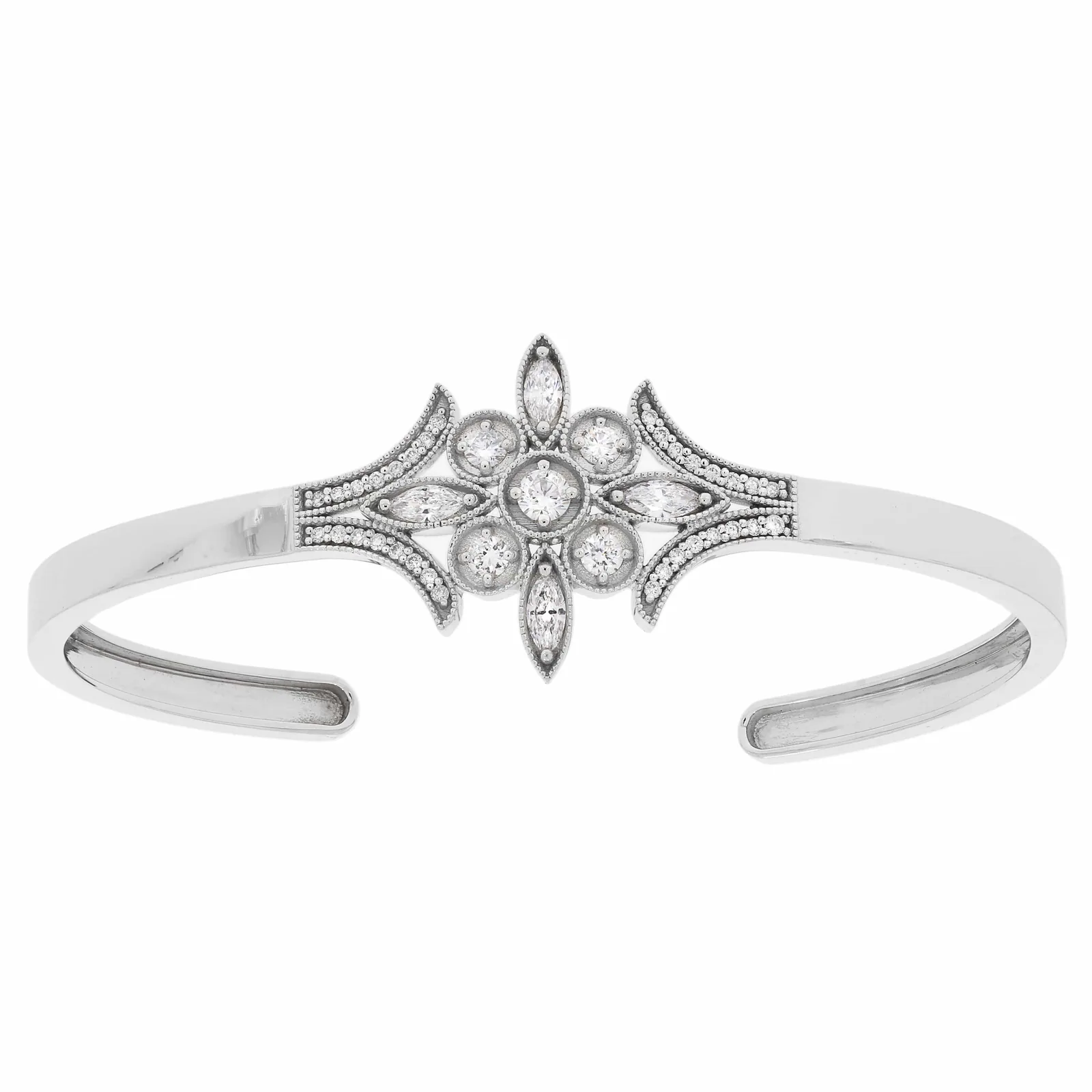 Vela Diamond Cuff in 14k White Gold, front view