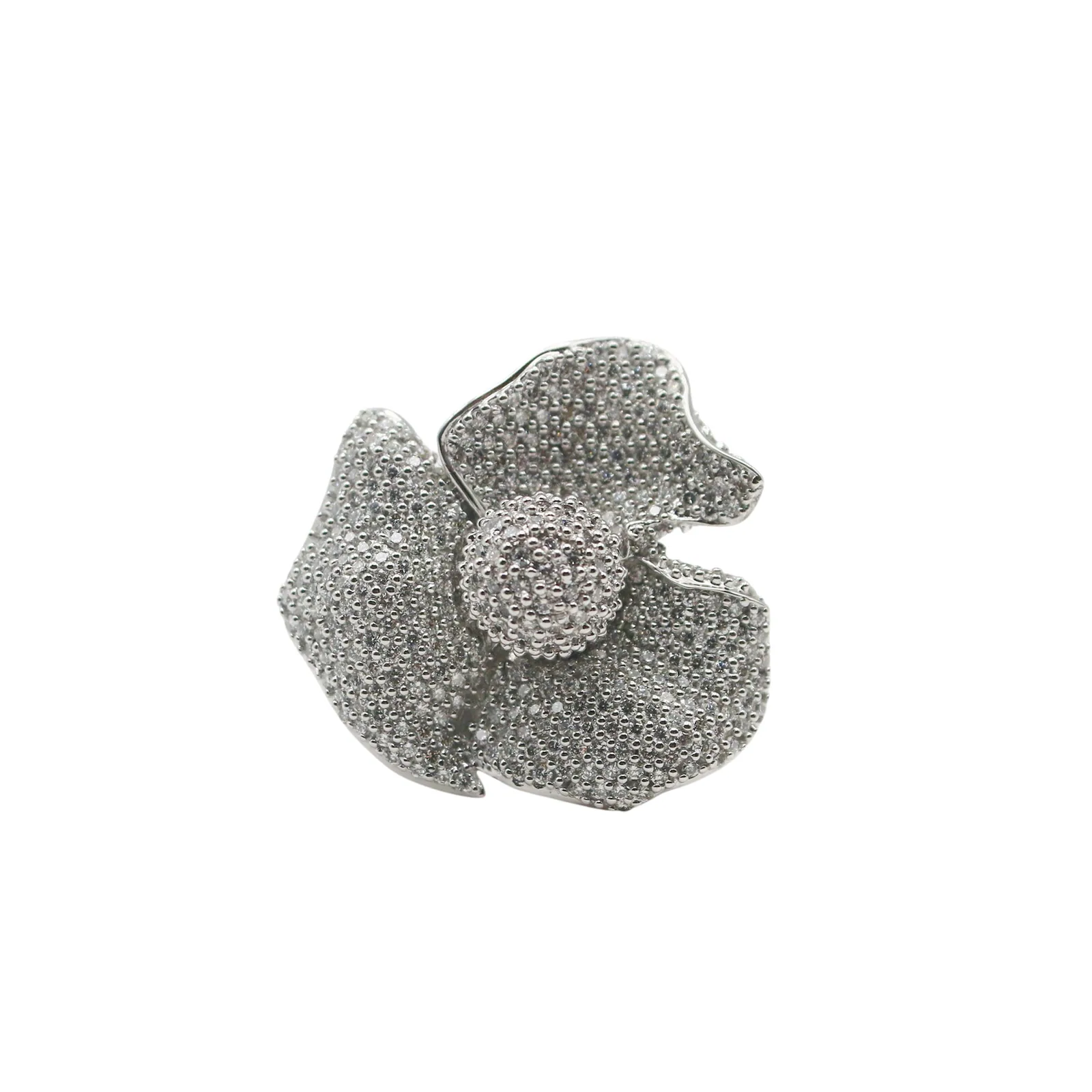 Fleur Eternelle Diamond Flower Ring in 18K White Gold, front view
