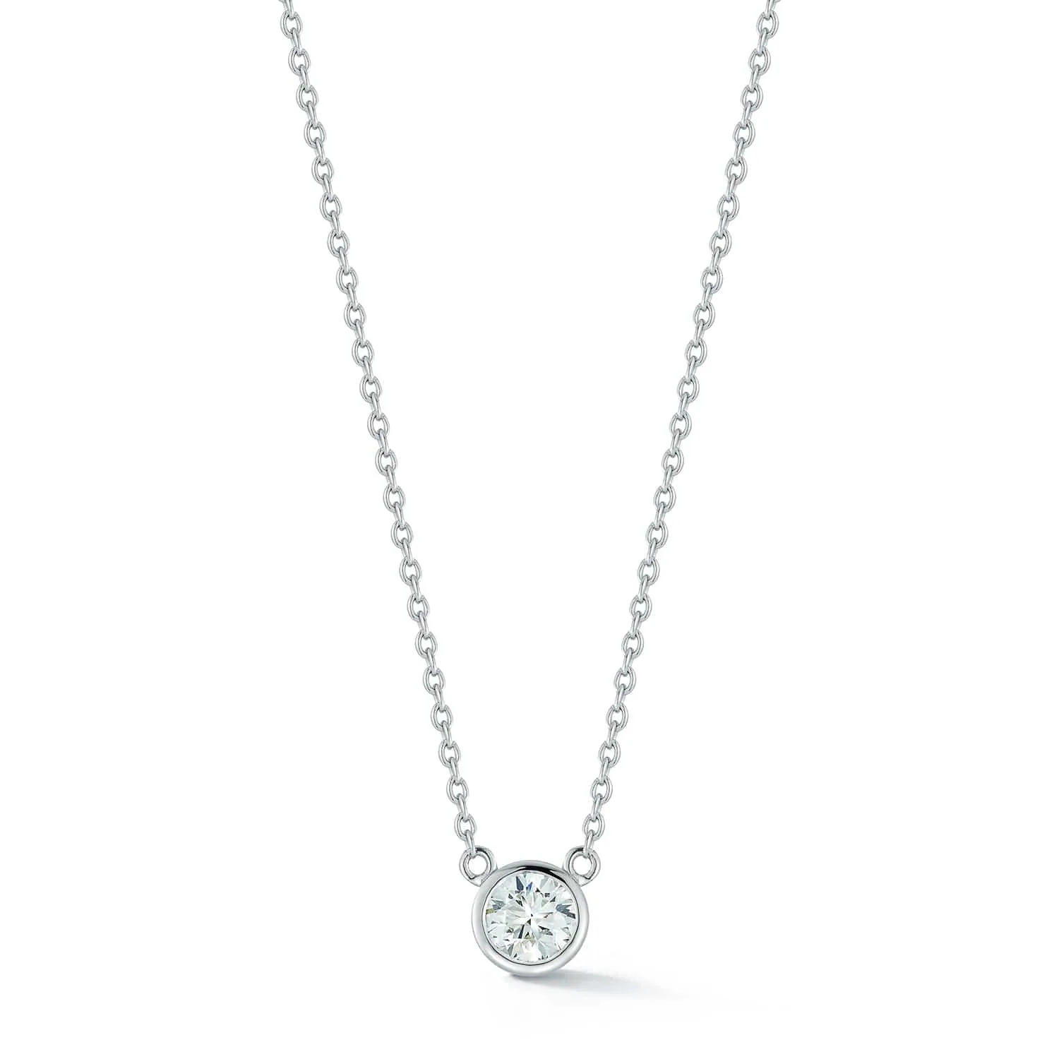 Diamond Bezel Necklace in 14k White Gold, front view